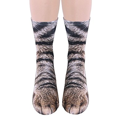 3D Socks Unisex Adult Big Kids Animal Paw Crew Socks - Sublimated Print