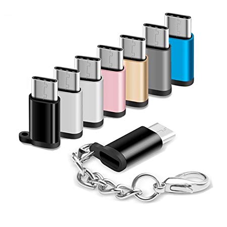 USB Type C Adapter 8 Pack, Micro USB Female to USB-C Male Connector Android Cable Converter Keychain Charger fit Samsung Galaxy S9 S8 Plus S9  Note 9 8 LG V30 V20 G6 G5 Google Pixel 2 XL Moto Z2