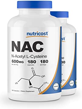 Nutricost N-Acetyl L-Cysteine (NAC) 600mg, 180 Caps (2 Bottles)