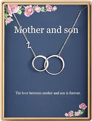 Mother's Day Gifts Mother And Son Necklace Initial Two Interlocking Infinity Double Circles Letters A-Z Alphabet Necklace for Mother