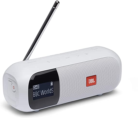 JBL Tuner 2 Portable Radio - Bluetooth speaker with DAB and FM radio, 12 hours of wireless music, in white