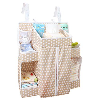 Biubee Baby Diaper Organizer-17.3"x 20.5"x 7.1" Changing Table Hanging Organization Diaper Caddy Storage for Nursery Essentials(light brown)