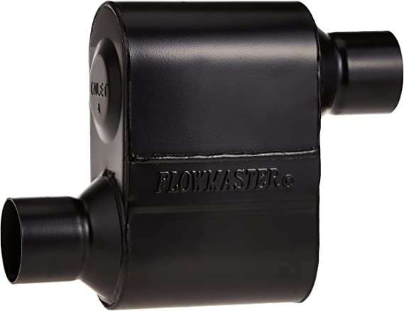 Flowmaster 842518 Super 10 Muffler 409S - 2.50 Offset IN / 2.50 Offset OUT - Aggressive Sound, Black
