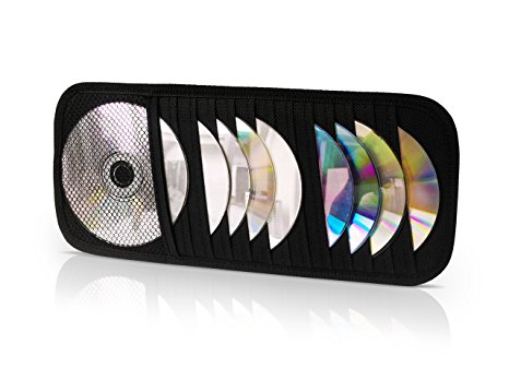 Quick Access CD Visor Organizer for car - 12 Pocket CD Visor Holder - CD Visor case for easy car storage. Fix CD Visor Storage Case Conveniently Above the Drivers Sun Visor - By Space Evolution