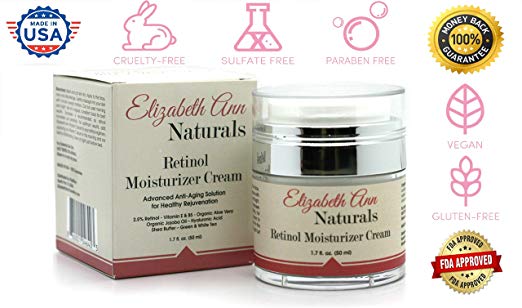 Advanced 2.5% Retinol Moisturizer Cream For Face with Hyaluronic Acid, Vitamin E & B5, and Green & White Tea - 1.7oz by Elizabeth Ann Naturals