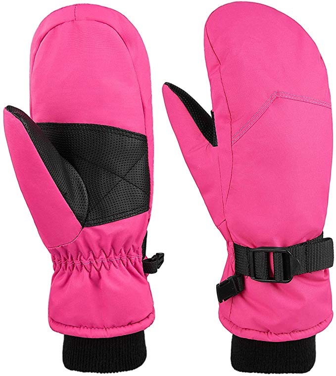 Kids Insulated Winter Waterproof Ski Mittens Warm Thinsulate Lined for Girls and Boys