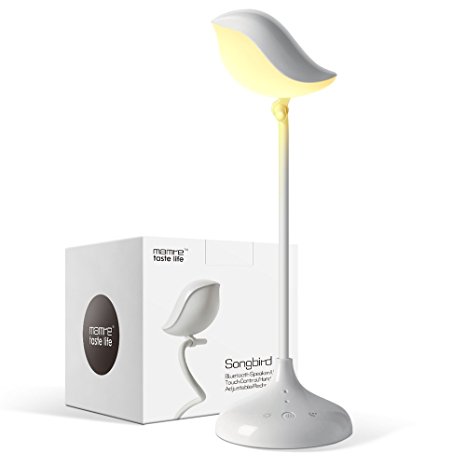mamre Songbird Adjustable Desk Lamp with Wireless Bluetooth Speaker, Bed Lamp for Kids (Warm White LED Light)