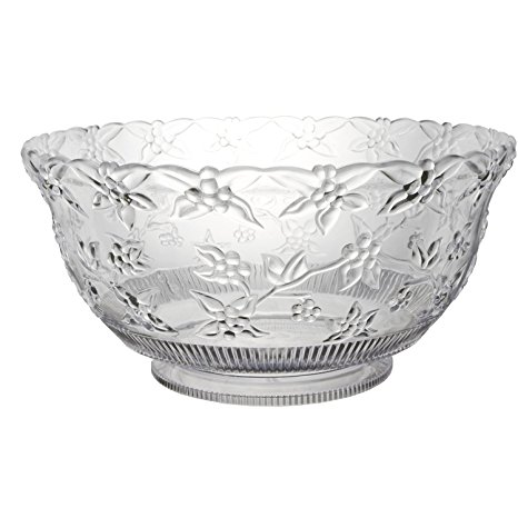 Party Essentials N124563 Hard Plastic 12-Quart Embossed Punch Bowl, Clear