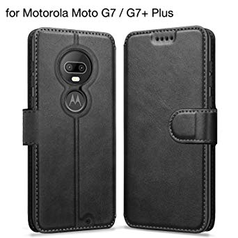ykooe Phone Case for Moto G7, Moto G7 Plus Leather Wallet Flip Case with Card Slots Protective Cover for Motorola Moto G7 and Moto G7 Plus - Black