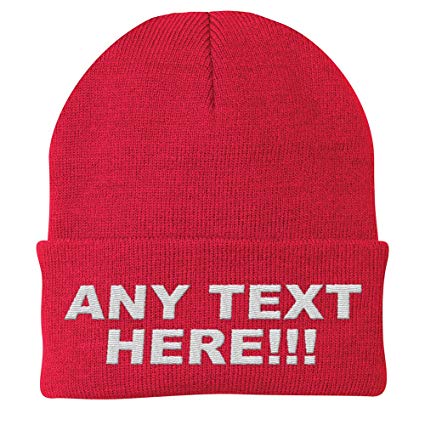 Design Your Own Knit Cap, Custom Text Skull Hat, Personalized Beanie, Embroidered with Color Choices