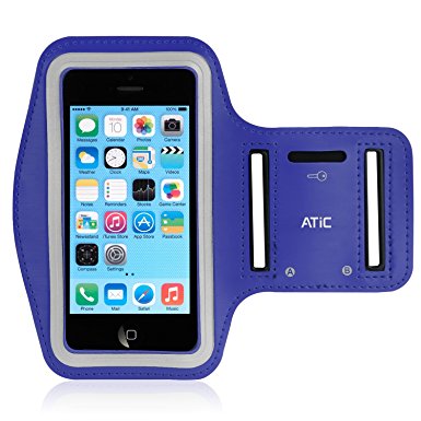 MoKo Armband for iPhone SE / 5 / 5S / 5C, Sweatproof Sports Armband Workout Running Arm Band with Key Holder & Card Slot for iPhone SE / 5 / 5S / 5C, INDIGO