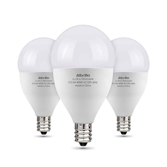 Albrillo E12 LED Bulb Dimmable Light Bulbs, 60 Watt Incandescent Equivalent, Bright White 4000K, 3 Pack