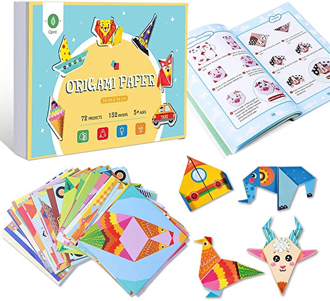 Origami Paper, Opret Origami Kit 152 Sheets 72 Designs 14 x 14 cm Square with Origami Book & 72 Instruction Videos for Kids Adults Beginners Crafts Supplies