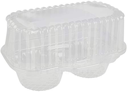2 Compartment Hinged Clear Cupcake/Muffin Takeout Container by MT Products - (15 Pieces)