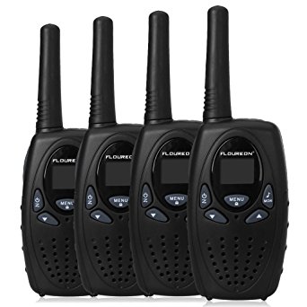 FLOUREON 4 Packs 22 Channel Walkie Talkies Two Way Radios Long Range 3000M (MAX 5000M open field)(Black)