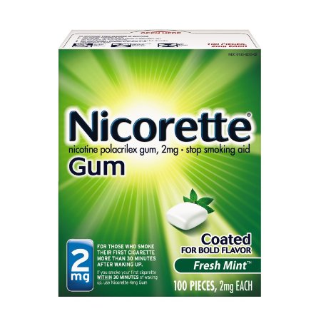Nicorette Nicotine Gum Fresh Mint 2 milligram Stop Smoking Aid 100 count