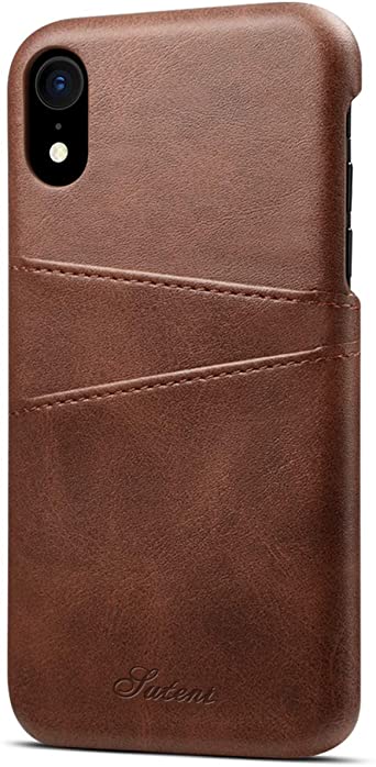 TACOO Leather Phone Cover Compatible with iPhone XR, Slim Fit Card Money Holder Durable Protective Men Women Girl Brown Case Shell for Apple iPhone XR 2018 6.1 inches