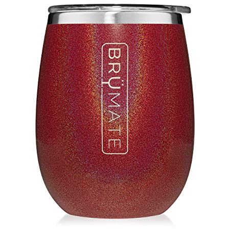 BrüMate Uncork'd XL 14oz Wine Glass Tumbler With Splash-proof Lid - Made With Vacuum Insulated Stainless Steel (Glitter Ruby)