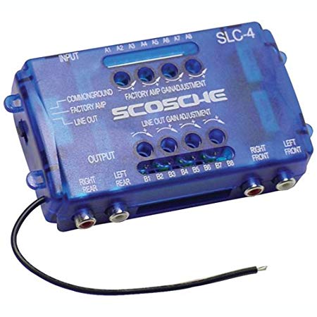 SCOSCHE SLC4 Car Stereo Speaker 4-Channel Audio Lineout Converter/OEM Amplifier Adapter with Adjustable Level Control's