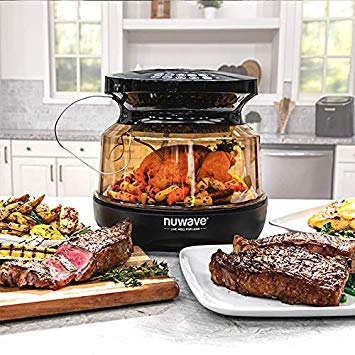 NuWave Primo Grill Oven, New & Improved, Combines Grill with Infrared Convection Heat for Simultaneous Top and Bottom Cooking for Faster and Delicious Results from Frozen or Fresh