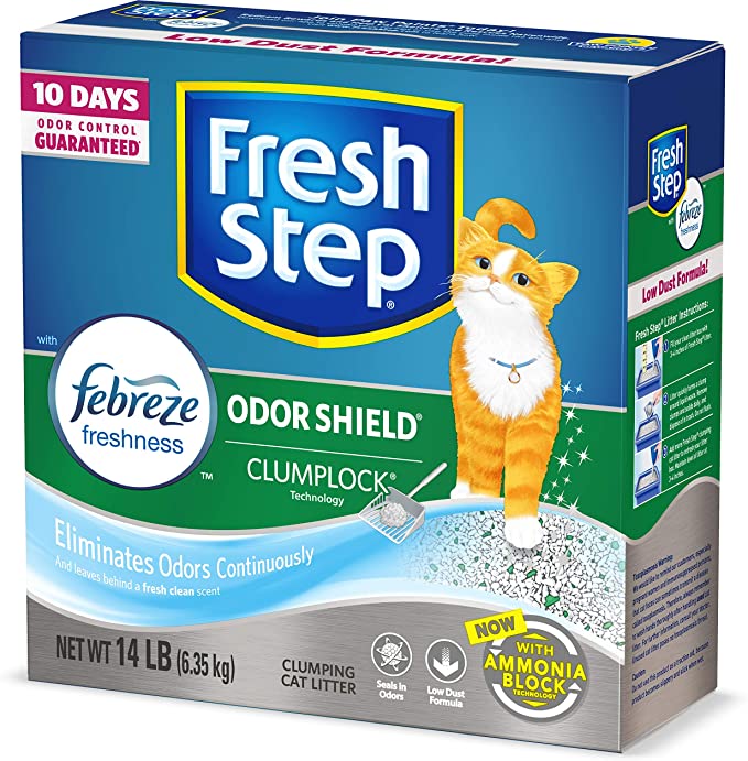 Fresh Step Odor Shield Scented Litter with the Power of Febreze, Clumping Cat Litter, 14 Pounds
