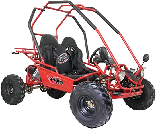 X-PRO 125cc Youth Go Kart with 7.1hp Automatic Transmission w/Reverse! Remote Control! LED Headlights! Big 16" Wheels! (Red)