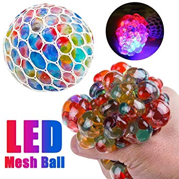 Sacow Stress Reliever Ball, Mesh Ball Stress LED Glowing Squeeze Grape Toys Anxiety Relief Stress Ball