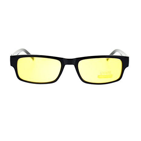 Mens Small Face Snug Fit Color Lens Rectangular Plastic Frame Sunglasses