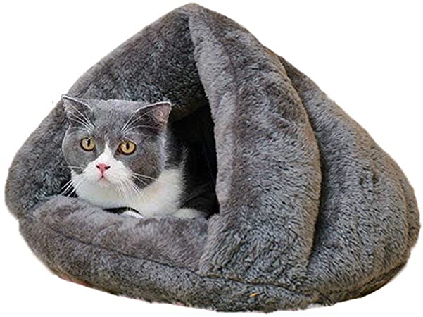 Cold Day Pet Puppy Dog Thermal Cave Bed Cat Tent Bed Cones-Shape Cat Nest Cat Cuddle Offers Sense of Security for Better Sleep Suits Small Animals Like Guinea Pig, Rabbit, Squirrel