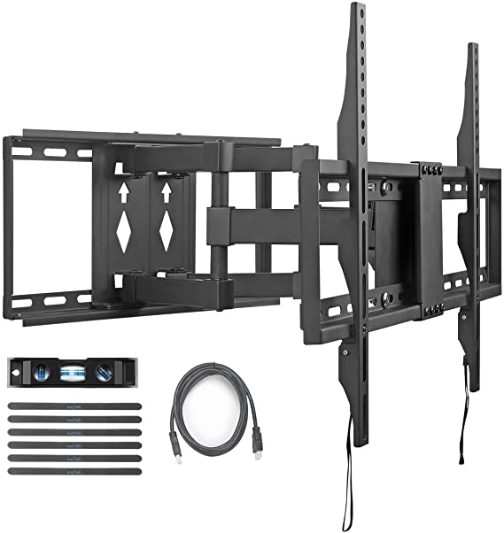 Suptek TV Wall Mount Bracket Full Motion Dual Articulating Arm for Most 32-70 Inch LED, LCD, OLED, Flat Screen, Plasma TVs up to 110lbs VESA 600×400 with Tilt, Swivel and Rotation (A6)