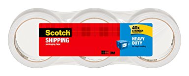 Scotch Heavy Duty Shipping Packaging Tape, 3" Core, 1.88" x 38.2 Yards, 3 Rolls (3850S-3)