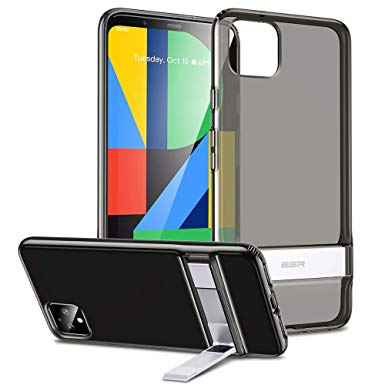 ESR Metal Kickstand Case Compatible with The Pixel 4, [Vertical and Horizontal Stand] [Reinforced Drop Protection] Flexible TPU Soft Back Compatible with The Google Pixel 4(2019), Clear Black