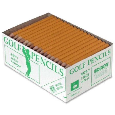 Dixon Golf Pencil, Hexagonal Barrel, Yellow Finish, 144-Count (14998)