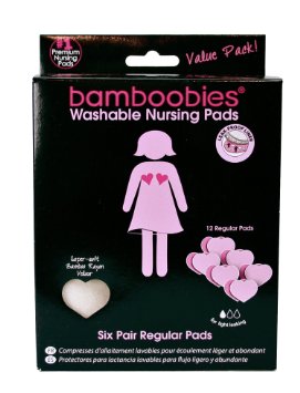 Ultra-Thin Washable Nursing Pads by Bamboobies - Heart Shape Prevents Wrinkles - 6 Pair, Pale Pink