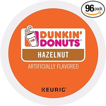Dunkin Donuts Hazelnut, Flavored Coffee K-Cups For Keurig K Cup Brewers (96 Count)