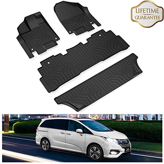 KIWI MASTER Floor Mats Liners Compatible for 2018 2019 2020 Honda Odyssey All Weather Protector Mat Front & Rear 2 Row Seat TPE Slush Liner Black