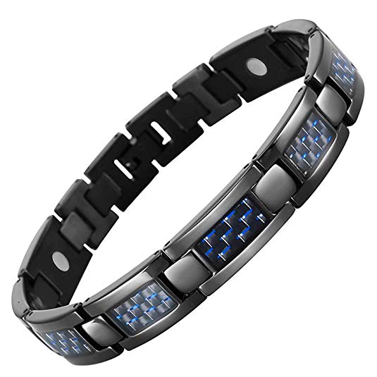 Feraco Health Magnetic Therapy Bracelet for Men Arthritis Effective Pain Relief Elegant Blue Carbon Fiber Magnetic Bracelets