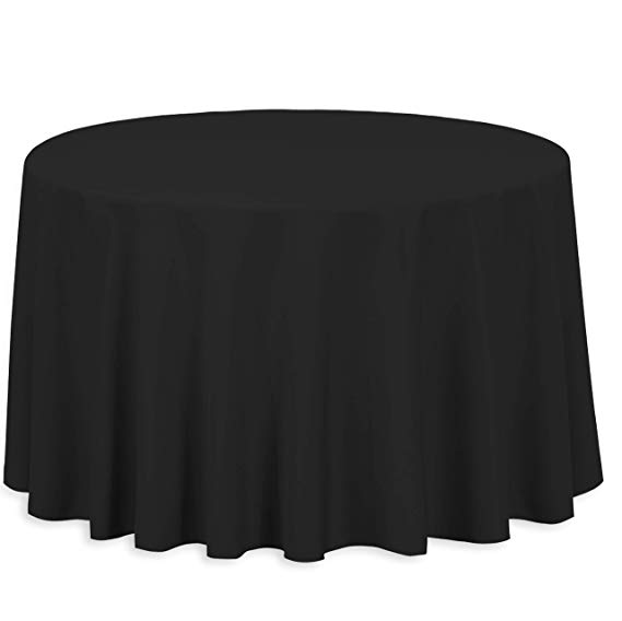 LinenTablecloth 108-Inch Round Polyester Tablecloth Black