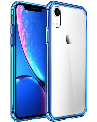 Mkeke Compatible with iPhone XR Case,Clear Anti-Scratch Shock Absorption Cover Case for iPhone XR Blue