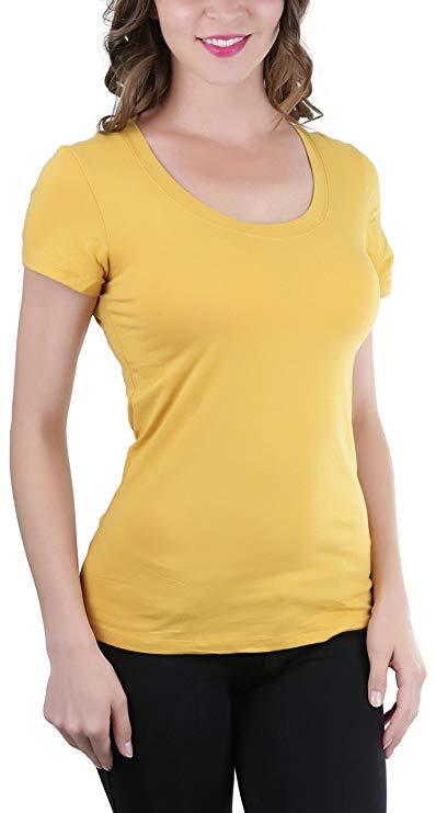 ToBeInStyle Women's Short Sleeve Scoop Neckline T-Shirt
