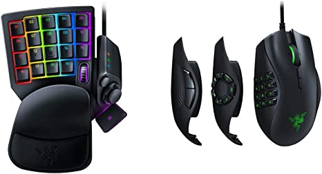 Razer Tartarus Pro Gaming Keypad: Analog-Optical Key Switches - Classic Black & Naga Trinity Gaming Mouse: 16,000 DPI Optical Sensor - Chroma RGB Lighting - Interchangeable Side Plate