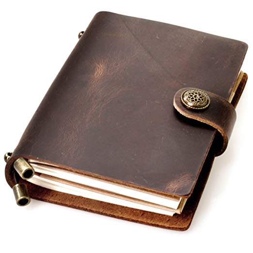 CONE Travel Leather Diary Notebook 5.5x4.3x1.2 inch, Brown, Pack of 1 ÿ