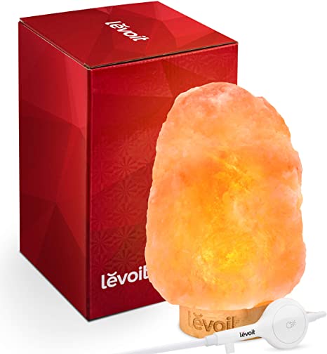 LEVOIT Himalayan Salt Lamp,Pink Salt Rock Large Crystal Natural Himilian Sea Salt Lamp with Dimmer,Night Light,Gift Lamp ,2 Extra Bulbs,Rubber Wood Base,ETL Certified,10 LBS,Kana