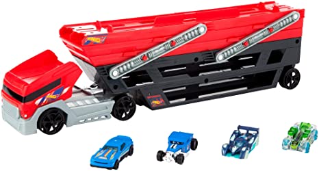 Hot Wheels Mega Hauler Truck includes 4 Die-cast Cars