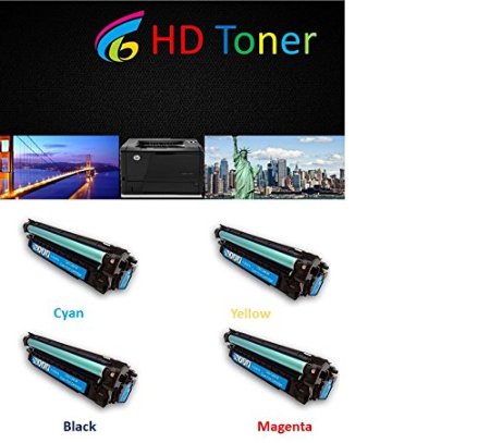 HD Toner © 4-Pack Toner Cartridge Replacement for HP CE400A, CE401A, CE402A, CE403A (BLACK CYAN MAGENTA YELLOW) for HP Color LaserJet Enterprise printer M551dn, M551n, M551xh