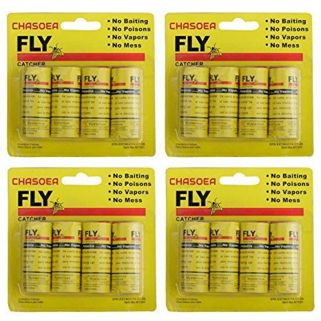 CHASOEA Fly Paper Insect sticky Trap, Fly Paper Strips,Fly Trap, Fly Catcher Trap, Fly Ribbon, Fly Bait,16 Packs