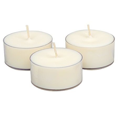 Soy Tealight Candles - 50 Unscented - All Natural Color - Clear Cup Candles With 6 To 8 Hour Burn Time