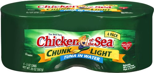 Chicken Of The Sea Tuna Chunk Light In Water 5 Ounce Cans (Pack of 4)