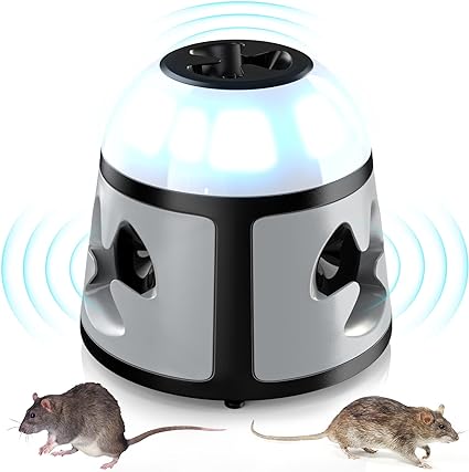 Rodent Deterrent Indoor, Electronic Humane Mouse Squirrel Traps, Rodent Squirrels Deterrent Indoor Rat Control for House Attic Garage Barns, Sound Frequency: 10kHz-18kHz