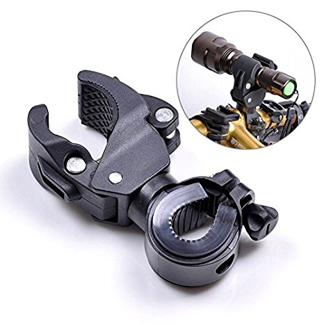 Yosoo Universal Mountain Bike Bicycle Cycling Handlebar Front Light Bracket Flashlight Holder Stand LED Torch Front Bracket Holder Clamp Torch Clip Mount 360°rotation